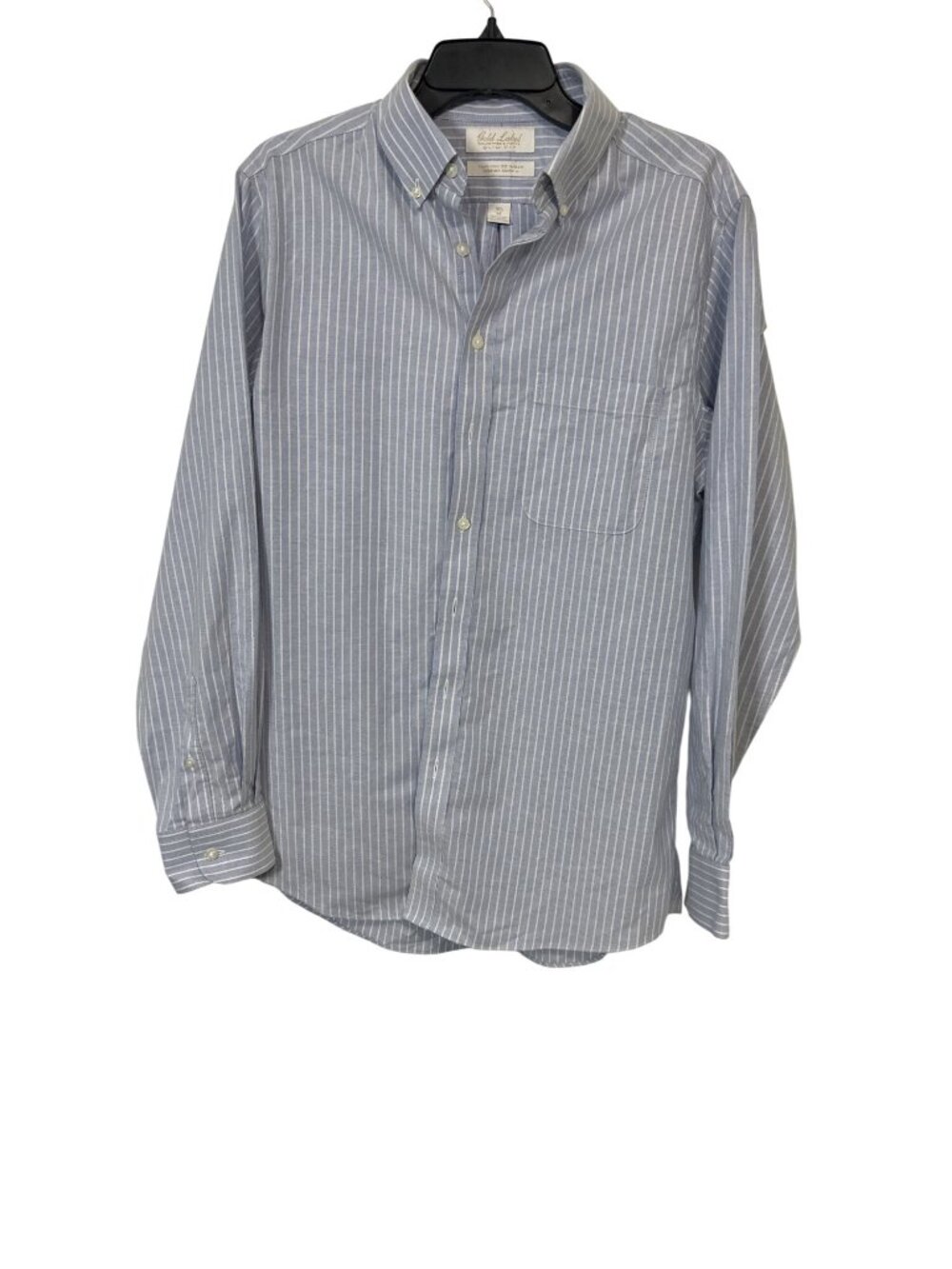Gold Label Roundtree & Yorke Slim Fit Non-Iron Blue Striped Button-Down Dress Sh